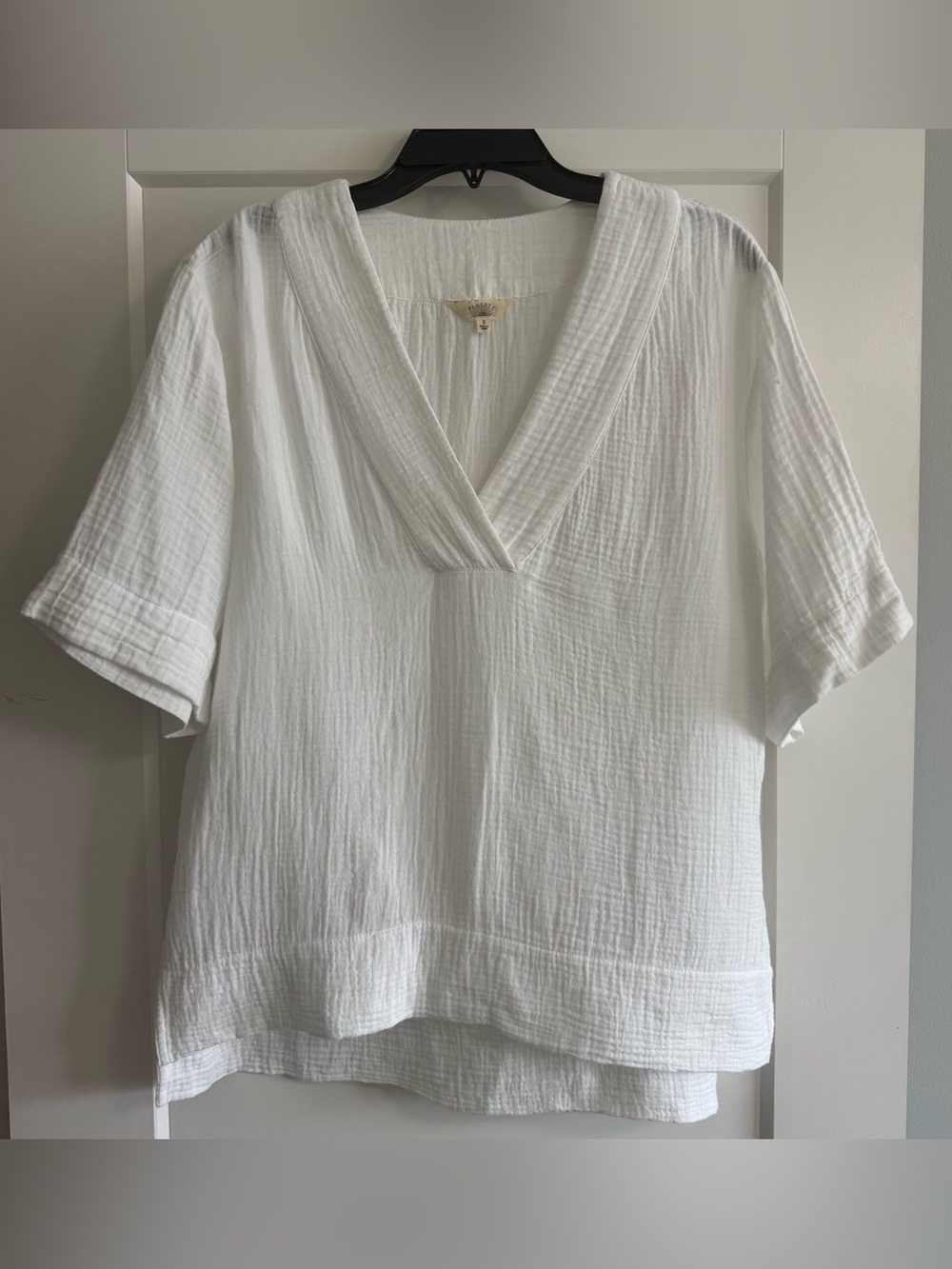 Faherty Dune Organic Cotton Gauze Short Sleeve Popover - White - Picture 3 of 8
